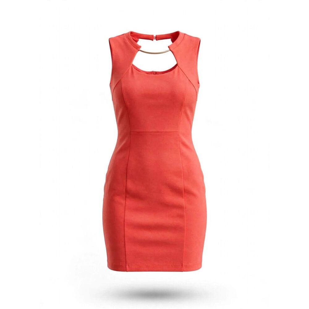 Jennifer Lopez Coral Sleeveless Mini Sheath Dress L